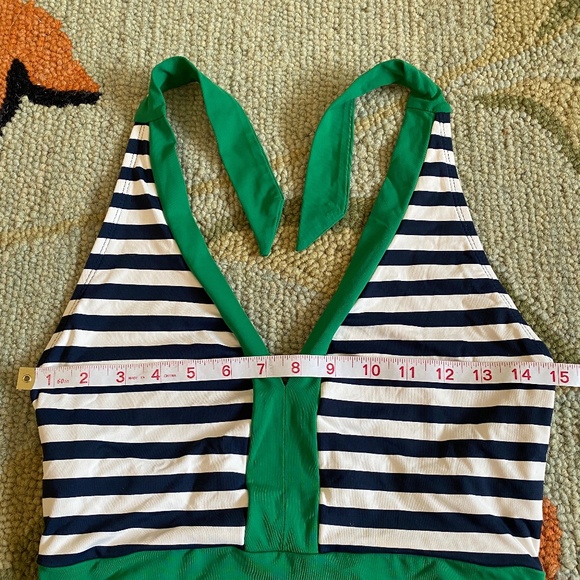 Anne Cole Signature I 2014 I Colorblock Stripe Maillot Halter Tie I Kelly Green - Picture 4 of 16